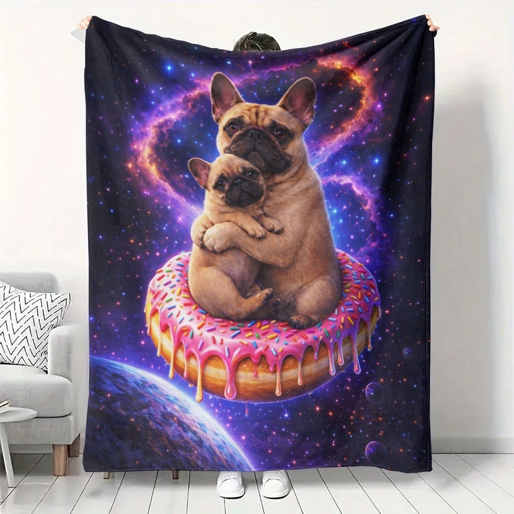 Space Donut French Bulldog Throw Blanket 50x60
